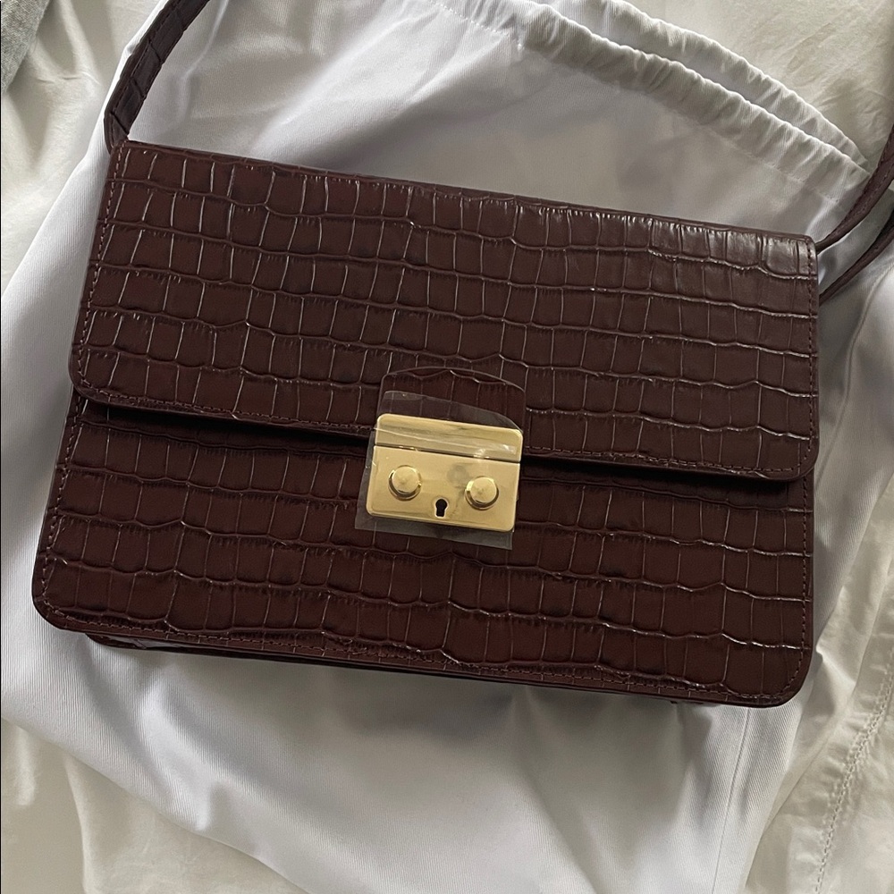 Tuckernuck - Brown Croc Leather Crossbody Bag - NWT